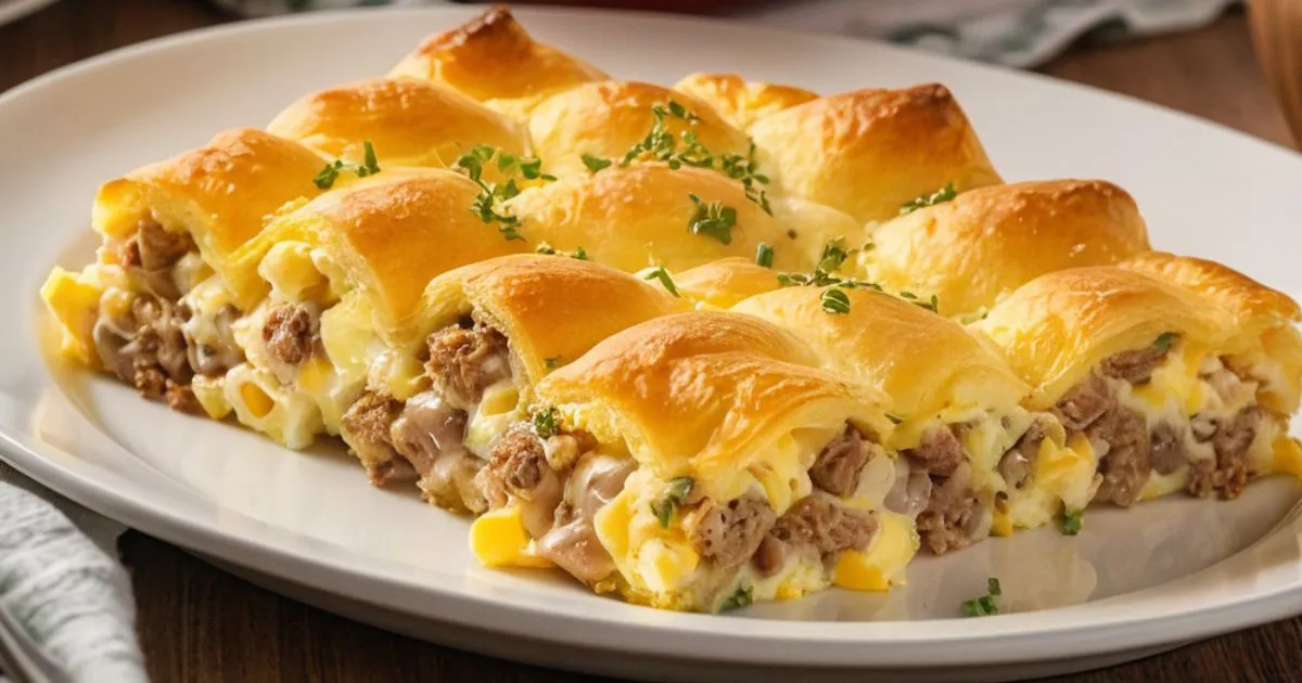 Sausage and Egg Breakfast Casserole with Crescent Rolls